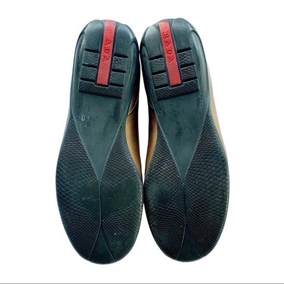 Prada Bronzo Calzature Donna Old Metal Flats 7.5 - Picture 9 of 12